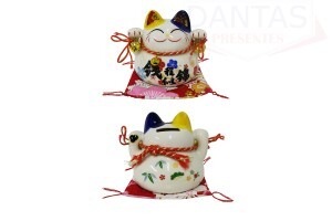 Enfeite Cofre Gato da Sorte 11x10cm  - Dantas