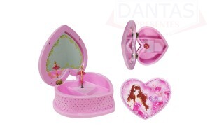 Caixa de Música formato coração rosa - Dantas