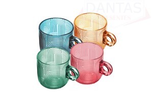 CJ 4 XICARAS DE VIDRO FRANKFURT COLORIDO 100ML