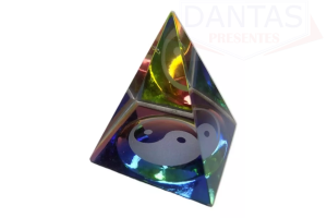 Enfeite de Vidro Pirâmide Yin Yang Colorida 5,5x6cm - Dantas